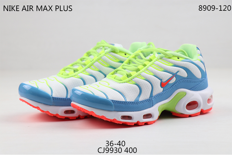 2020 Women Nike Air Max PLUS TN White Blue Green Red Shoes - Click Image to Close